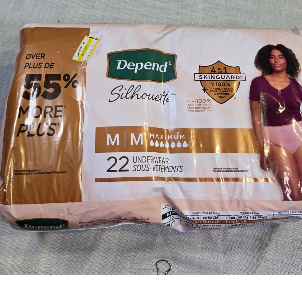 Depend Silhouette Women Maximum Absorbency Underwear Medium 22 Count Pink